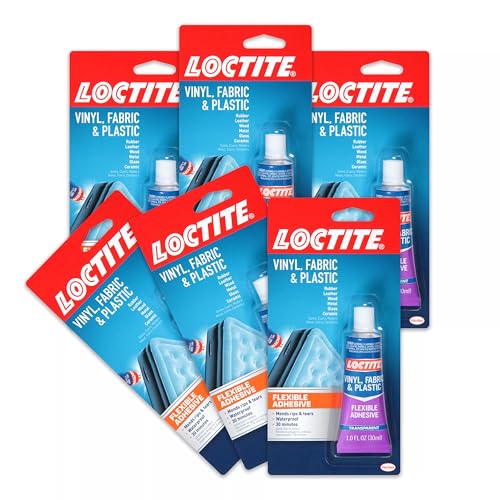 Loctite Vinyl Fabric & Plastic Repair Flexible Adhesive, 1 oz, Pack of 6, Squeeze Tube