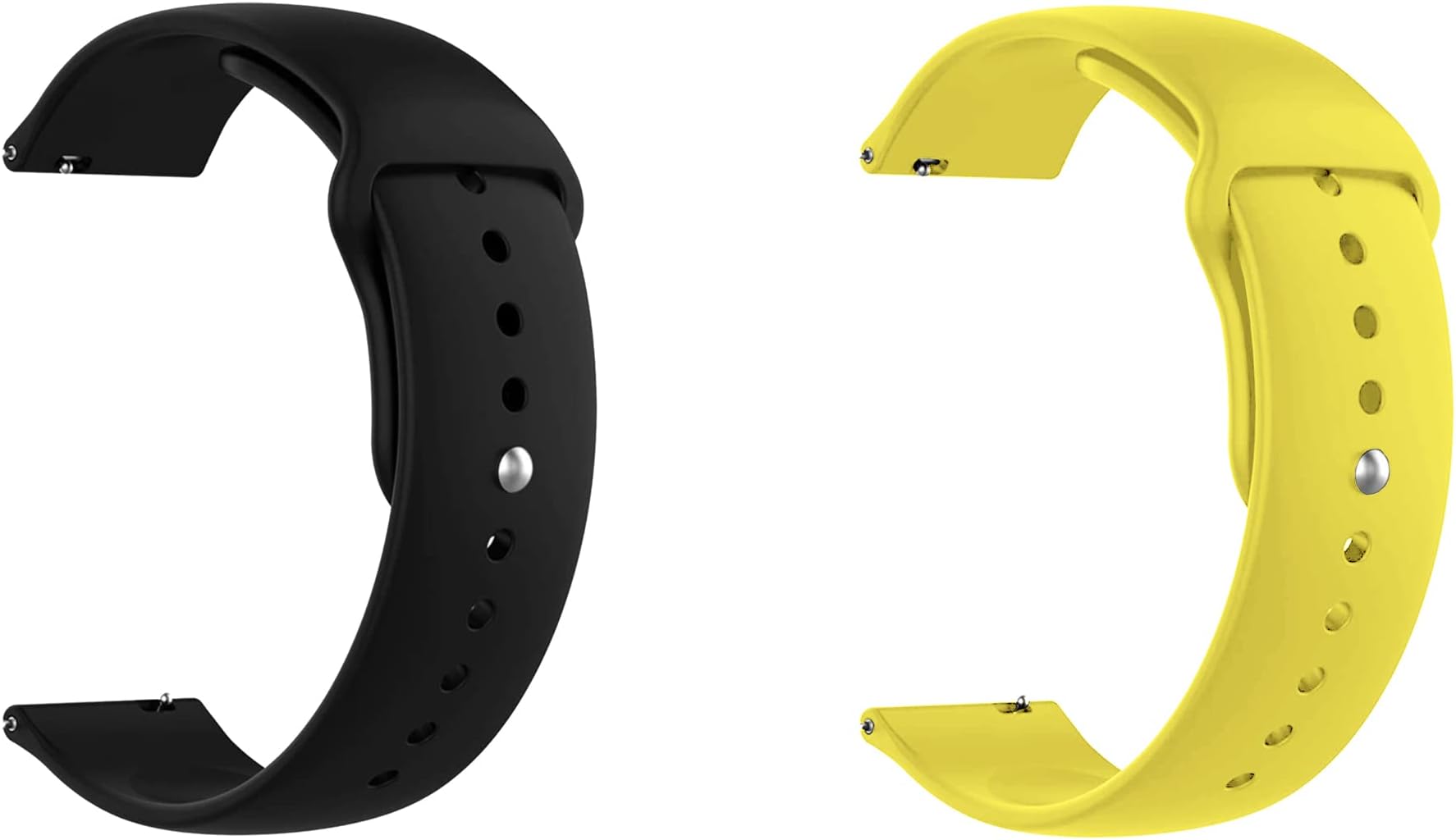 Quick Release Watch Band Compatible With Timex Expedition North Field Mechanical (38mm) Silicone Watch Strap with Button Lock, Pack of 2 (Black and Yellow)