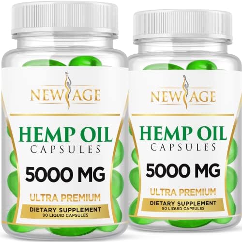 Hemp Oil Capsules Pills – 2 Pack – 5000 Hemp Oil Capsules – Made in The USA – Maximum Value – Rich in Omega 3,6,& 9