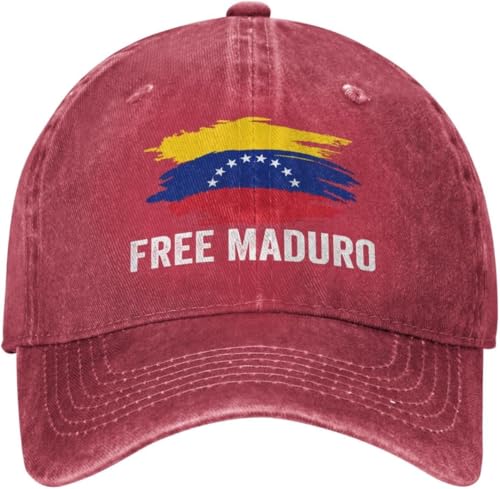 GQWJKSZ Casquette Maduro Libre - Non à la Guerre américaine Contre Le Venezuela - Casquette en Coton lavé Rouge P371