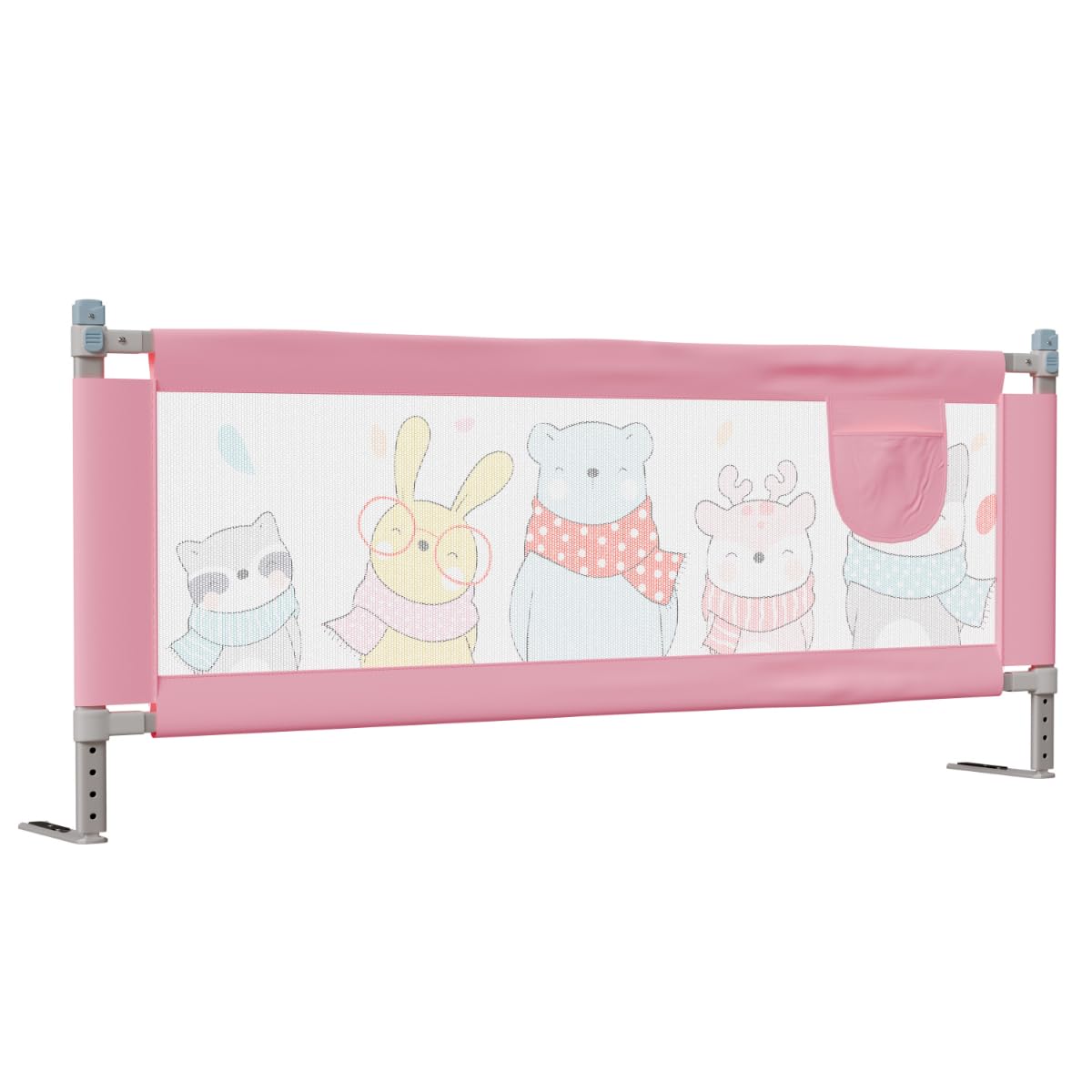 Luvlap Comfy Baby Bed Rail Guard (6 ft x 2.3 ft), 180cmx72cm, Bed Rails for Baby & Toddler Safety, Portable, Adjustable Height, Single Side Bed Rail, Pack of 1, Printed Pink New-picture-13