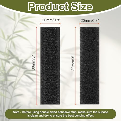 Image of HARFINGTON 36set Hook and Loop Strips with Adhesive 0.8 inchx3 inch Double Sided Hook and Loop Tape Nylon Self Sticky Fastener for Home Office Car, Black