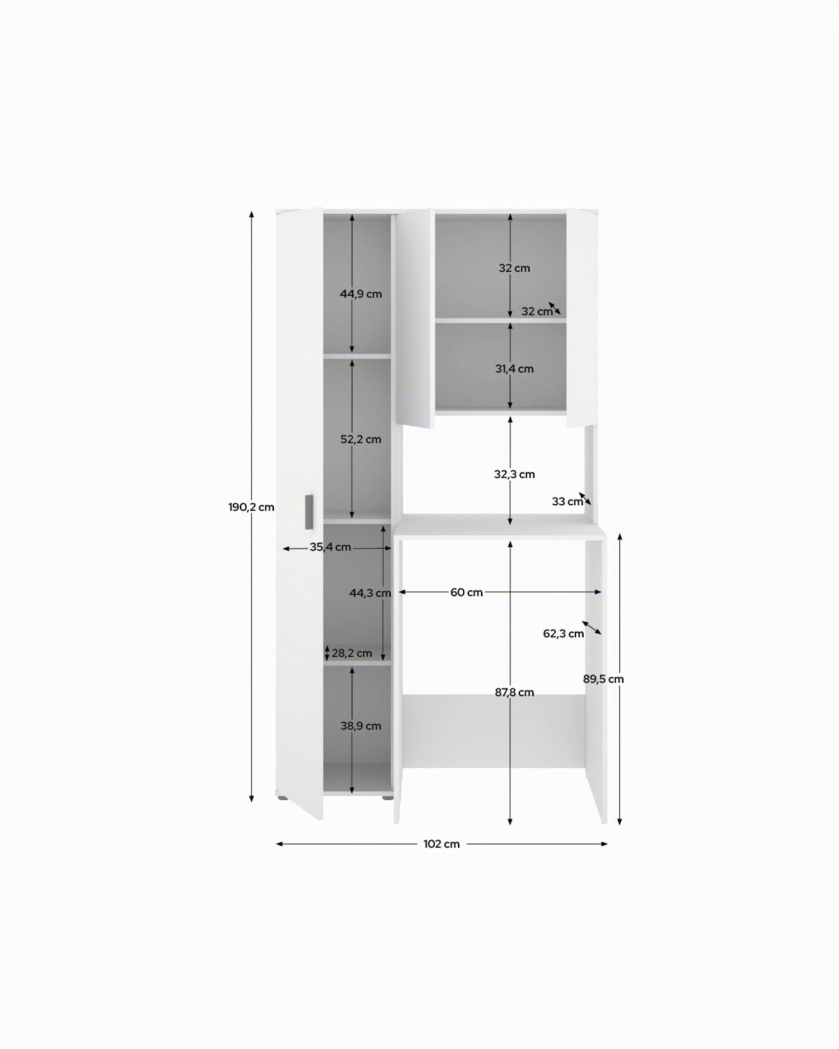 DEKIT - Conjunto DE Armario con 1 Puerta Y Mueble para Lavadora con ALTILLO 190x102,3x62cm