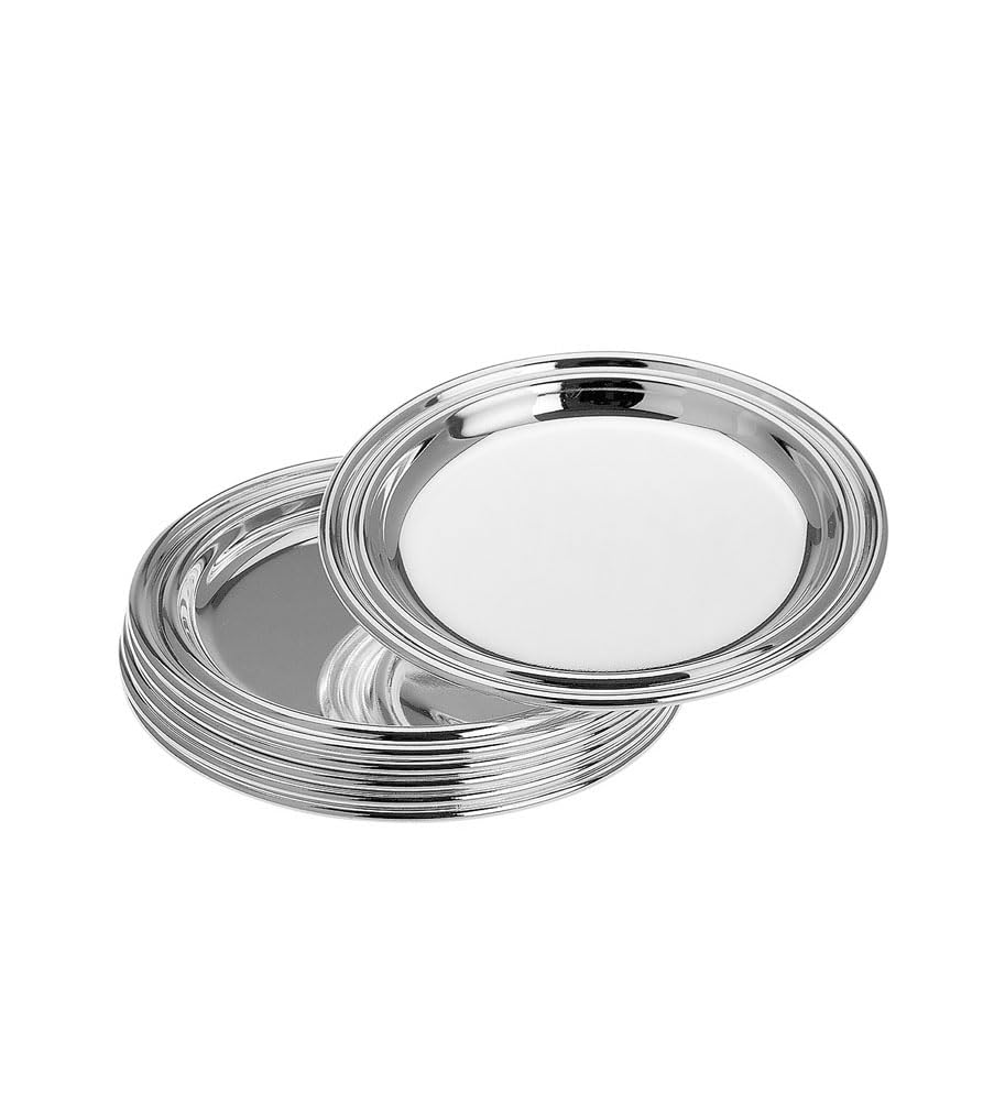 6-częściowy zestaw talerzy do szklanek z posrebrzanego metalu – eleganckie podstawki Ø 11 cm na szklanki i filiżanki – stylowe podkładki na stół, ochrona przed zadrapaniami i dekoracja