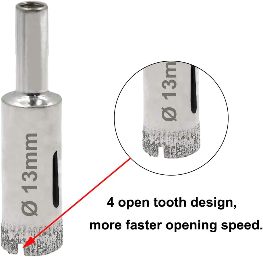 5pcs Diamond Drill Bits for Glass, Marble, Ceramic, Granite, 5/32" to 1/2"