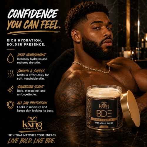 Image of KXNG Cosmetics Organic Shea Body Butter - 4oz | Luxury Body Cream for Women & Men with Shea, Cocoa, Mango & Coconut Oil | Deep Moisturizing Care for Hands, Feet & All Skin Types - BDE