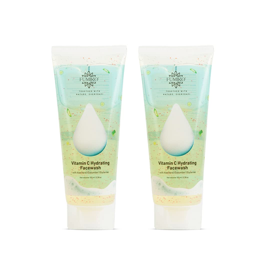 Fumiko Vitamin C Hydrating Facewash with Aloe Vera Cucumber Glycerine, Moisturize, Targets Hyperpigmentation, Prevents Dryness, Anti-Acne Facewash - All Skin Type 100 ml (Pack of 2)