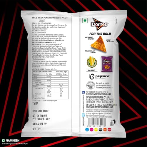 Image of Doritos Nacho Chips - Nacho Cheese Flavour - 51.4g(45g+6.4g) (Weight May Vary)