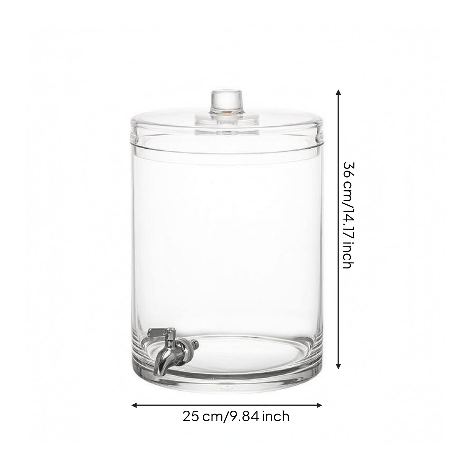 Contenitore Bevande con Rubinetto Alimentare Distributore con Rubinetto Stabile Articolo Cucina, GZ1004-11900 Trasparente, 11.9L, H360xD250mm