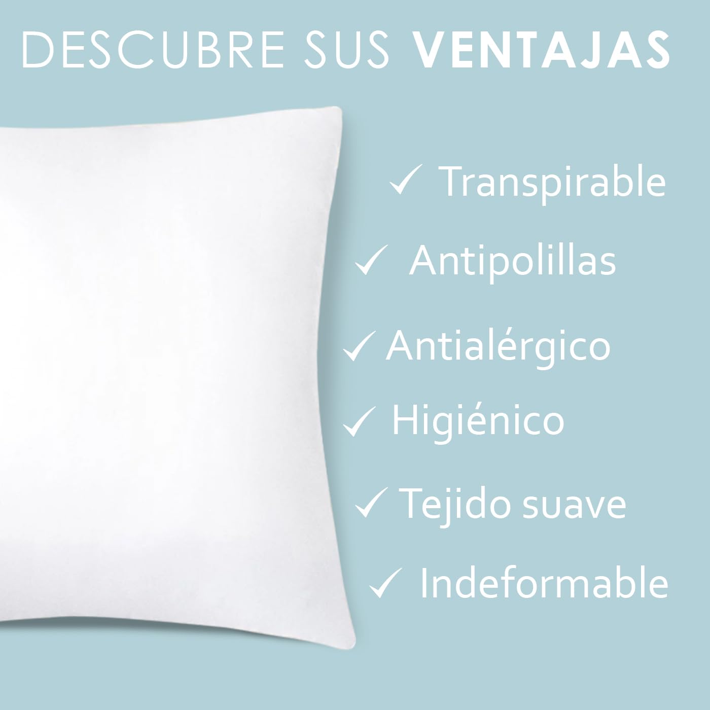 Aitsse- Relleno de Cojín de Fibra Hueca Siliconada de Alta Recuperación 2/4/6 Unidades, Suave, Mullido, Antialérgico. Cojín Decorativo para Casa, Dormitorio, Salón o Coche. (2, 30x50cm)