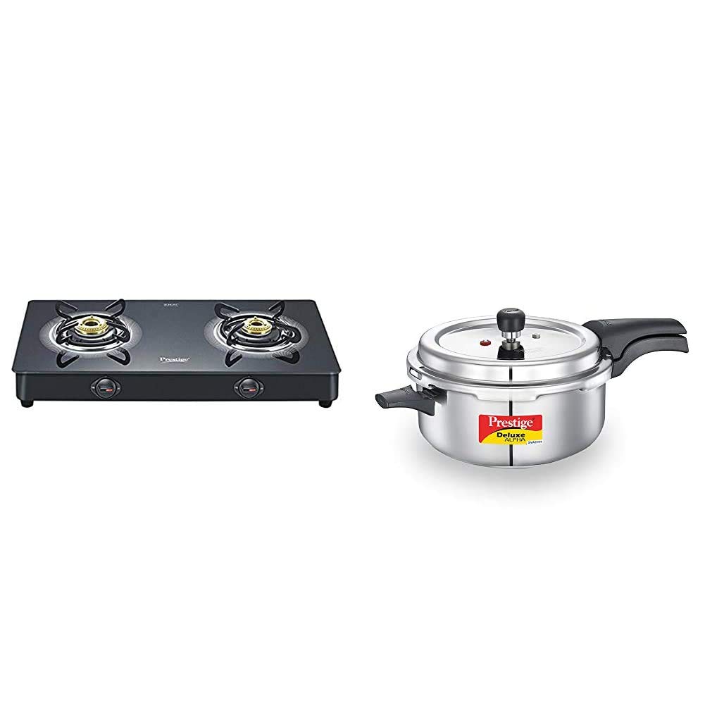 Buy Prestige Royale Plus Schott Glass 2 Burner Stove, Manual Ignition