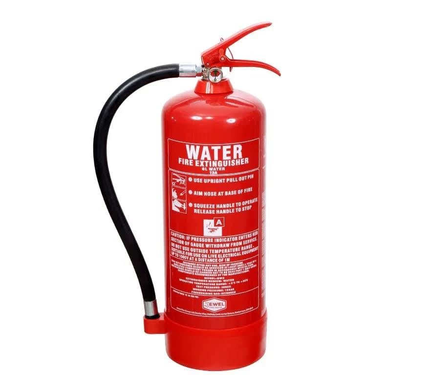 Jewel Fire Group 6L Water Fire Extinguisher - 13A BS EN3 Certified Class A Protection for Office Shop School and Public Premises