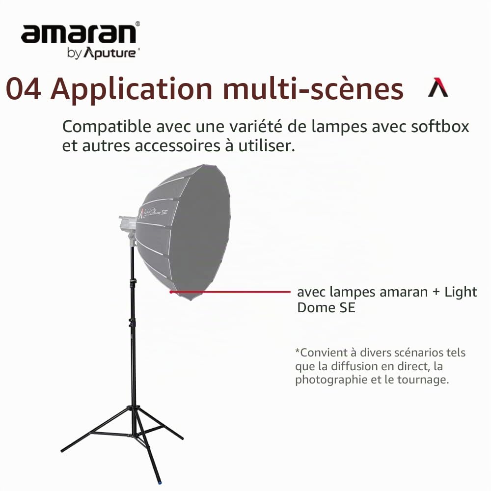 Aputure Light Stand Trépied léger en Aluminium épais avec Rembourrage pneumatique 2,8 m