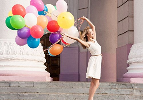 Qishi Assorted Color Balloons for Party ,Festivals - 12 inch 7 Colors 100pcs - Thumbnail 3