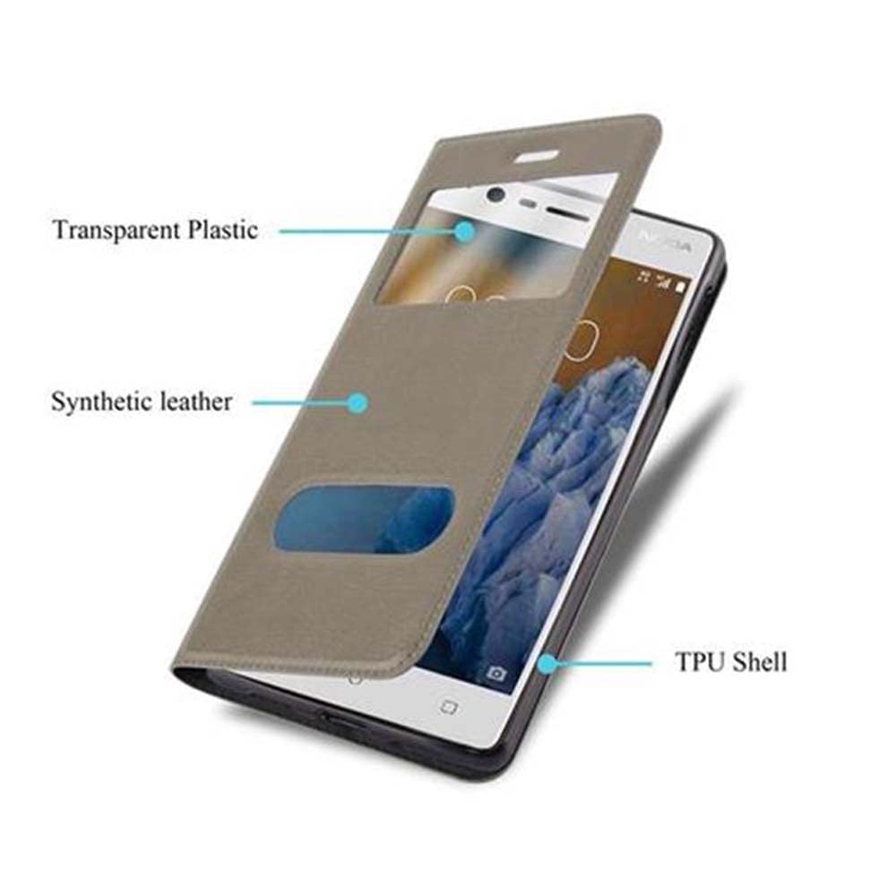 cadorabo Book Case works with Nokia 3 2017 in DARK BLUE BLACK - with Magnetic Closure, Stand Function and Card Slot - Wallet Etui Cover Pouch PU