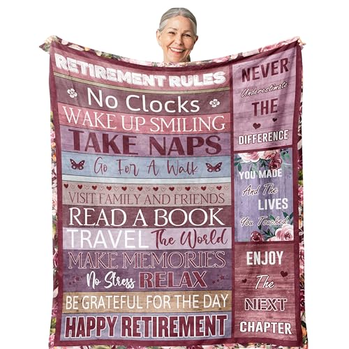Zolumy Retirement Gift for Woman, Best Retired Gifts for Women/Men 2026, Retire Gift Ideas, Funny Presents for Retirement Coworker/Teacher/Nurse/Mom, Soft Blanket 60x50in