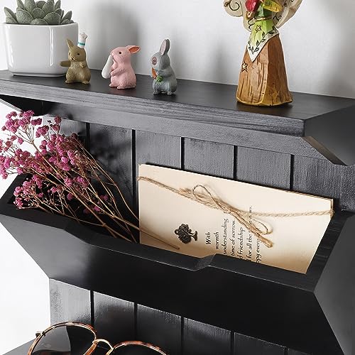 DOPACE-Key-Holder-for-Wall-Mail-and-Key-Holder-Mail-Organizer-Wall-Mounted-Key-and-Mail-Holder-for-Wall-with-6-Key-Hooks-Pine-Wood-Luxury-Black