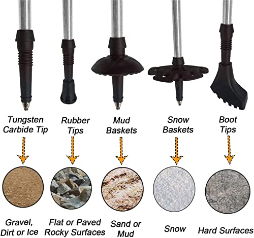 Image of Trekking Poles, Collapsible Lightweight Shock-Absorbent Hiking Walking Sticks Adjustable Aluminum Hiking Poles for Women Men Kids (Silver)