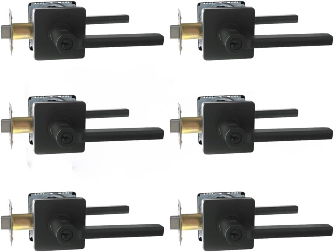 80% оƒƒ Dіѕсоunt Heavy Duty Entry Lever Door Handle Set Keyed Alike Iron Black Finish Key Slim Square Locking Lever Set, Classic Door Handle with Lock 6 Pack 80% оƒƒ Dіѕсоunt Heavy Duty Entry Lever Door Handle Set Keyed Alike Iron Black Finish Key Slim Square Locking Lever Set, Classic Door Handle with Lock 6 Pack