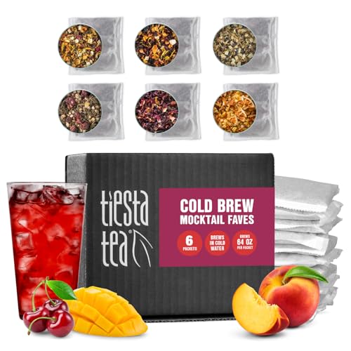 Image of Tiesta Tea - Cold Brew Mocktail Faves Variety Pack, Loose Leaf Fruity Teas, Assorted Sample Set, Cold Brew Packets, Each Makes a 64oz Pitcher (Pack of 6)