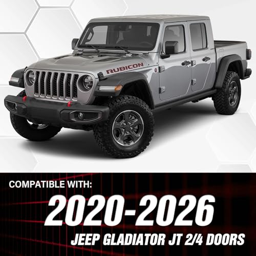 Image of YZONA for JT Flat Front and Rear Fender Flares Compatible with 2020 2021 2022 2023 2024 2025 2026 Jeep Gladiator JT with Turn Signal Lights, Heavy Duty Steel Mud Guard Wheel Fenders Combo