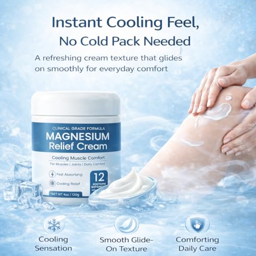 Image of Magnesium Niacinamide Relief Cream - Magnesium Cream for Joints, Leg, Foot, 12 Ingredients for Relief, Fast Acting Cooling Formula, Lightweight, Non-greasy (1)