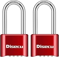 Vista 1 de 4 Digit Heavy Duty Combination Lock 2.5 Inch Long Shackle Outdoor Waterproof Padlock for Gate, Fence, School Gym Locker,Toolbox (Red, 2 Pack)