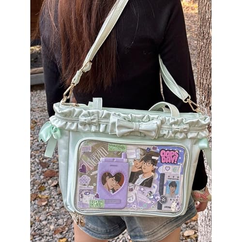 Bolso Tote para mujer con ventana y volantes en cuero PU miniatura 2