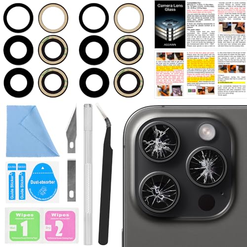 2PCS for ASDAWN Back Rear Camera Lens Glass Replacement for iPhone 15 Pro Max 6.7 Inches with Pre-Installed Adhesive, ASDAWN Back Camera Lens Glass kit with Installation Manual + Repair Tool Set
