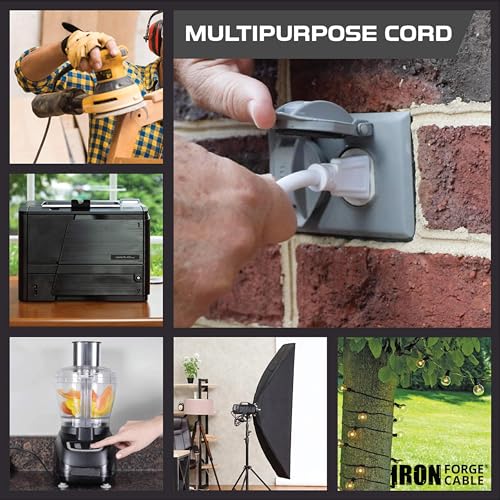 Iron Forge Cable Weatherproof 25 Ft Outdoor Extension Cord - 16/3 SJTW Heavy Duty White Extension Cord 3 Prong - 13 Amp Exterior Power Cable by IRON FORGE CABLE - Image 8