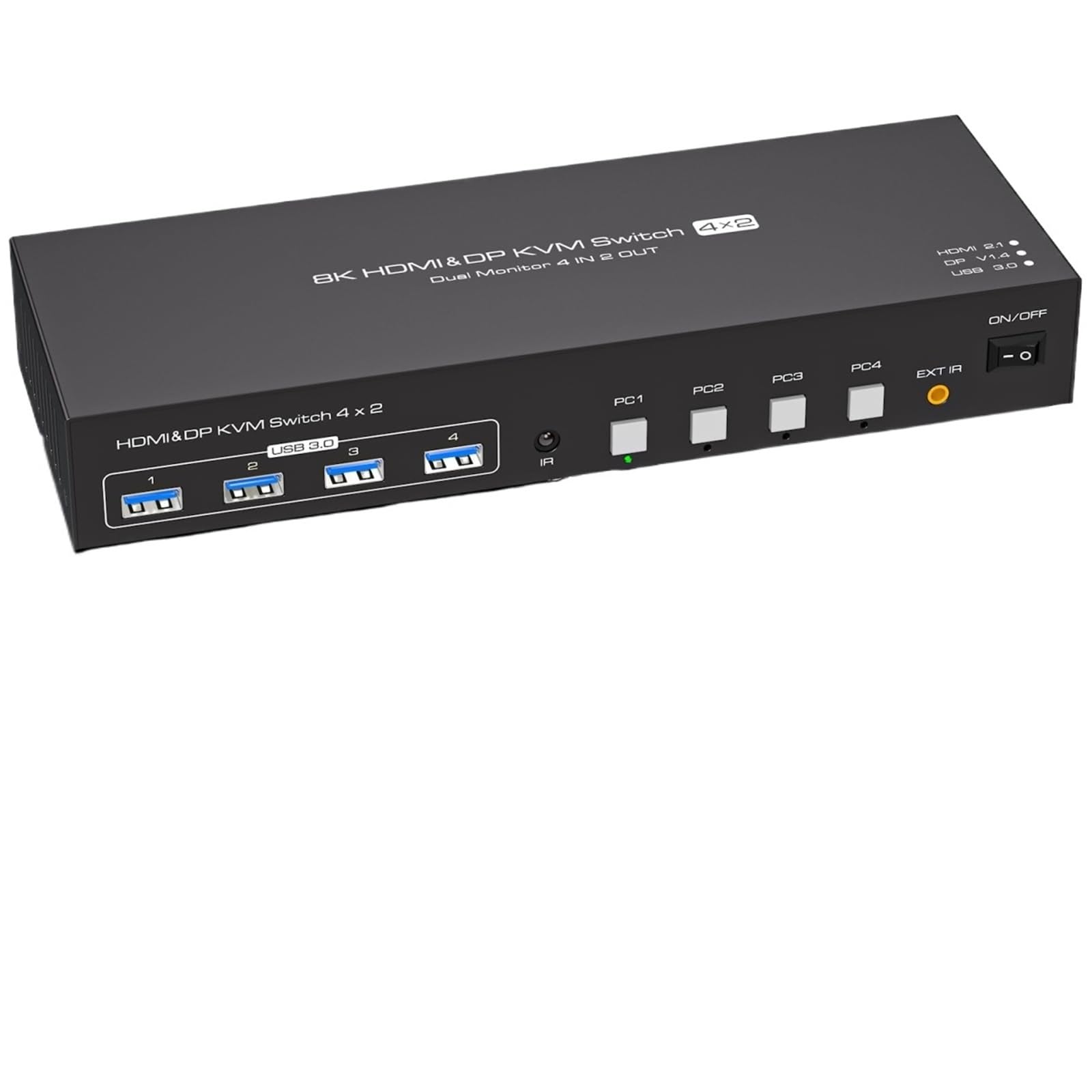 KVM Switch 2 Monitors 4 Computers 4K 120Hz Dual Displayport USB 3.0 Switcher for 4 PC Share Keyboard Mouse(AU Power Adapter)-image-33