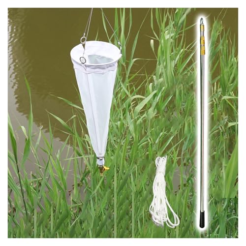 112/64 Micron Student Plankton Nets - 24 in Length, Fine Mesh Experimental Nylon Phytoplankton Zooplankton Sampling Collection, with Retractable Pole & Sample Rope(125 Mesh - 13#)