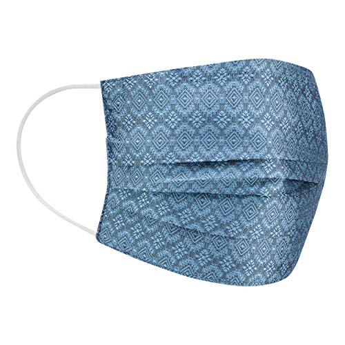PALE MALE BOX BRAND, 100% Thai Silk Fabric Face Masks, Pleated Design, Nose Wire, Filter Pocket, Easy to Breath,100% THAI SILK, BLUE X1 (Size:M)