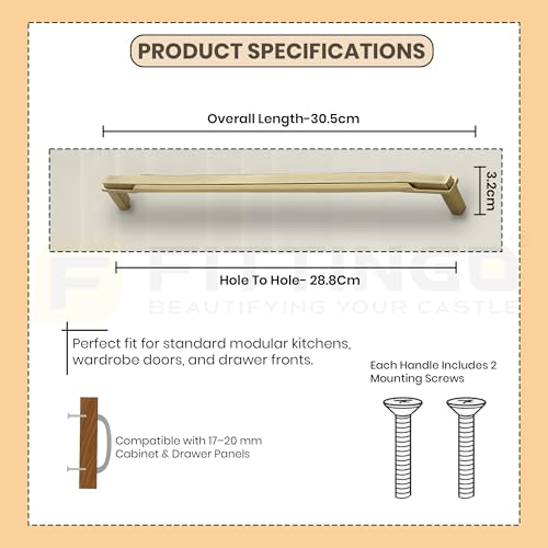 Image of 12 Inch Premium Cabinet Handles Zinc Alloy Material, 1341 B Antique with Gold Finish, Durable Drawer Pulls for Kitchen Cabinets, Cupboards, Wardrobes & Furniture Hardware - Pack of 10