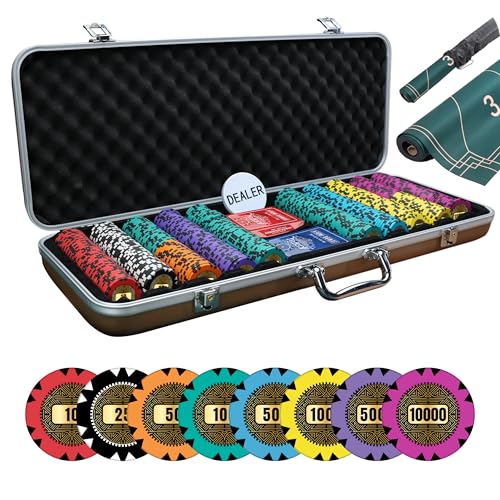 Image of CASINO KART Casinokart Gold Bullion Casino Poker Chip Set - 300 Chips with 2 Decks of Playing Cards & Dealer Button | Professional Poker Chipset
