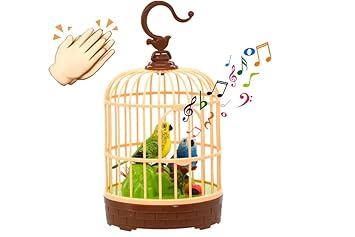 Singing Moving Chirping Beautiful Electronic 2 Birds Pet Toy in Cage (Multicolour)