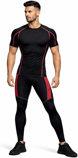 NEVER QUIT Men’s Compression T-Shirt &amp; Tight Combo | Gym, Running &amp; Training Wear | Stretchable Sportswear Set