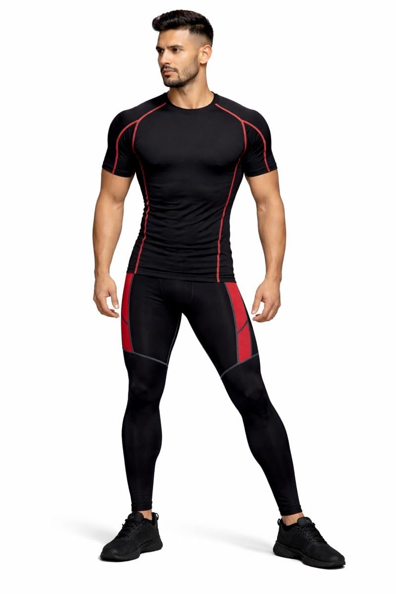 never quit Men’s Compression T-Shirt & Tight Combo | Gym, Running & Training Wear | Stretchable Sportswear Set-picture-37