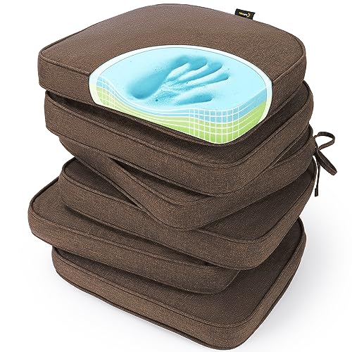 SUNROX Gel Memory Foam Chair Cushions, FadeShield Water-, Stain-Resistant Durable Reversible Seat Cushion Pads with Ties for Indoor/Outdoor Kitchen Dining Office 17