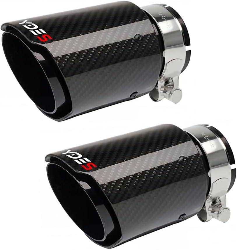 YDES 2.5-Inch Inlet 3.14-Inch Outlet Set of Carbon Fiber Exhaust Tips Fit for 63 mm or 2.5 Inch only Tailpipe Exhaust Pipe(2pcs) Blue