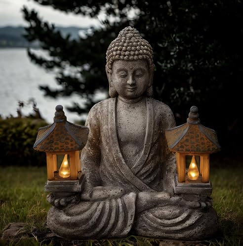 Dcmkimilv Buddha Outdoor Solar Figurine Decor Light, Meditation Small Elegant Garden Statues, Gifts for Mom, Halloween Décor Waterproof Patio Balcony Yard Lawn Ornament 8.66” by Dcmkimilv - Used condition - Image 3
