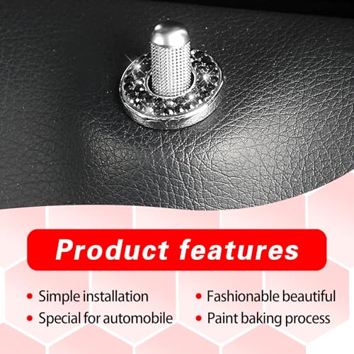 Image of ijuicy 4 PCS Bling Inner Car Door Lock Cover Stickers, Rhinestones Pull Rod Bolt Decoration Stickers, Bling Car Accessories for Women, Compatible with Benz A /B /C /D /E Class (Black)