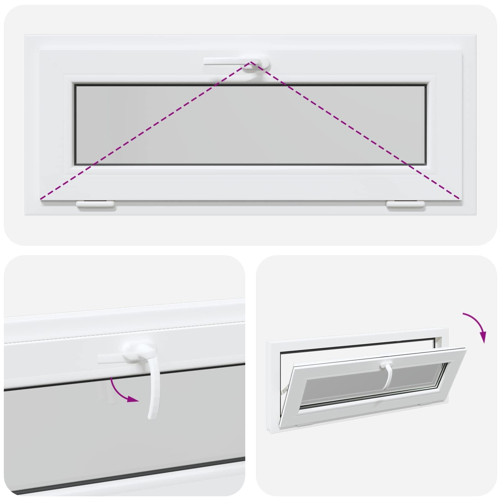 vidaXL Finestra per seminterrato RISOR 100 x 40 cm PVC e Vetro Bianco, Design Moderno per Seminterrato, Installazione di finestra rettangolare, finestre in PVC durevoli per luce e ventilazione