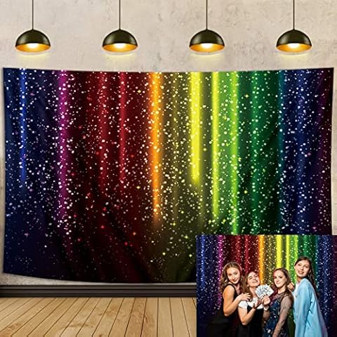 Neon Photo Backdrop Colorful Glitter Photography Background Music Dance Prom Adult Party Decoration Kids Birthday Supplies Photo Booth Props (7x5FT: 84x60 inch) Cover
