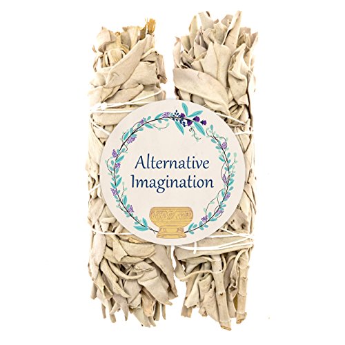 White Sage Sticks 2 Pack - 6 Inch Natural Smudge Sticks for Sage Smudge Kit Refill, Meditation Accessories, Witchcraft Supplies, Spiritual Cleansing, Spiritual Gifts - Alternative Imagination