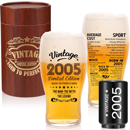 Unique 21st Birthday,Christmas Gift For Man - Beer Glasses Gifts 20 Oz 2-Sided Beer Drinking Glass...