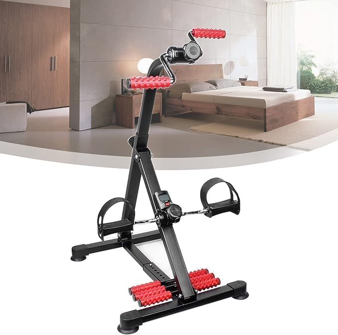 KEYOZA Pedal Exerciser for Seniors, Knee Rehabilitation Equipment, Adjustable Foot and Arm Trainer, 84.99 cm Height, Black/Red-image-20