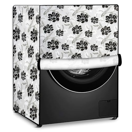 Image of Stylista Washing Machine Cover Compatible for Bosch 8 kg Front Load WAT24463IN Floral Pattern White
