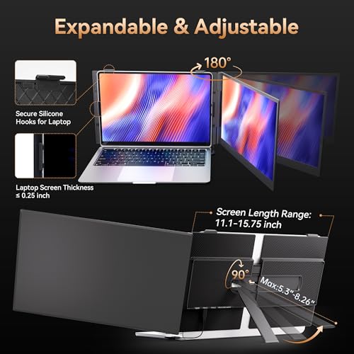 Image of BOSII Laptop Screen Extender Portable - Ultra-Thin 14 inch FHD Dual Extended Monitor Display Travel Work for 14-17 inch Laptops Compatible with Windows /Mac