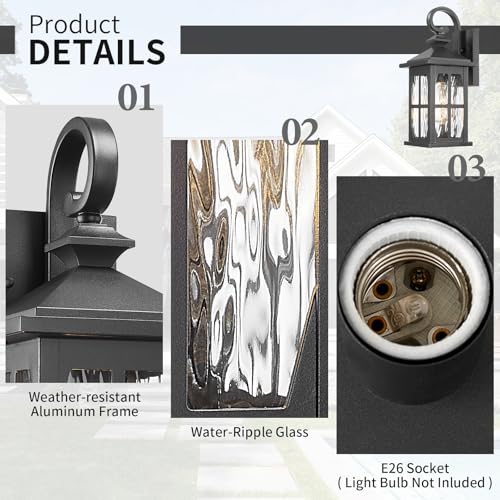 Darkaway-Outdoor-Light-Fixtures-Wall-Mount-Outside-Wall-Lights-Exterior-Lighting-Fixture-with-Water-Ripple-Glass-Outdoor-Wall-Sconce-for-House-Porch-Hallway-Garage-Front-Door Darkaway Outdoor Light Fixtures Wall Mount Outside Wall Lights Exterior Lighting Fixture with Water Ripple Glass Outdoor Wall Sconce for House Porch Hallway Garage Front Door